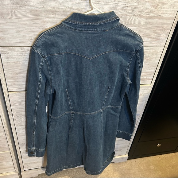 Reformation Arizona Button Down Denim Mini Dress Size 12 - Picture 5 of 8